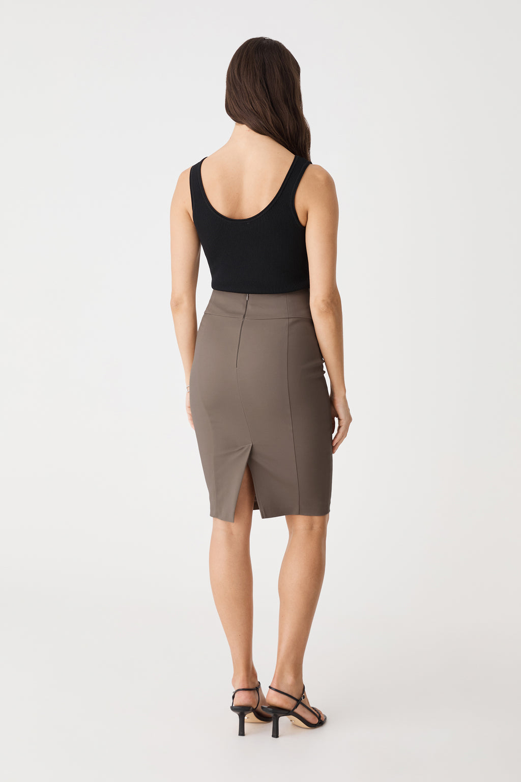 Back view showing centre back zipper and back vent
