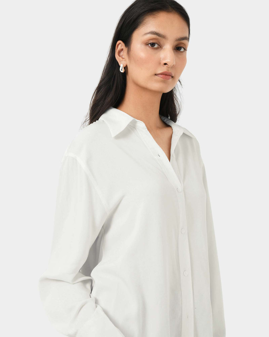 Marseille Button Up Blouse in ivory — side view