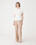 Bonnie Gathered Peplum Top in ivory — full-length view