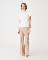 Bonnie Gathered Peplum Top in ivory — full-length view