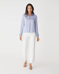 Mae Satin Shirt in lilac — full-length view