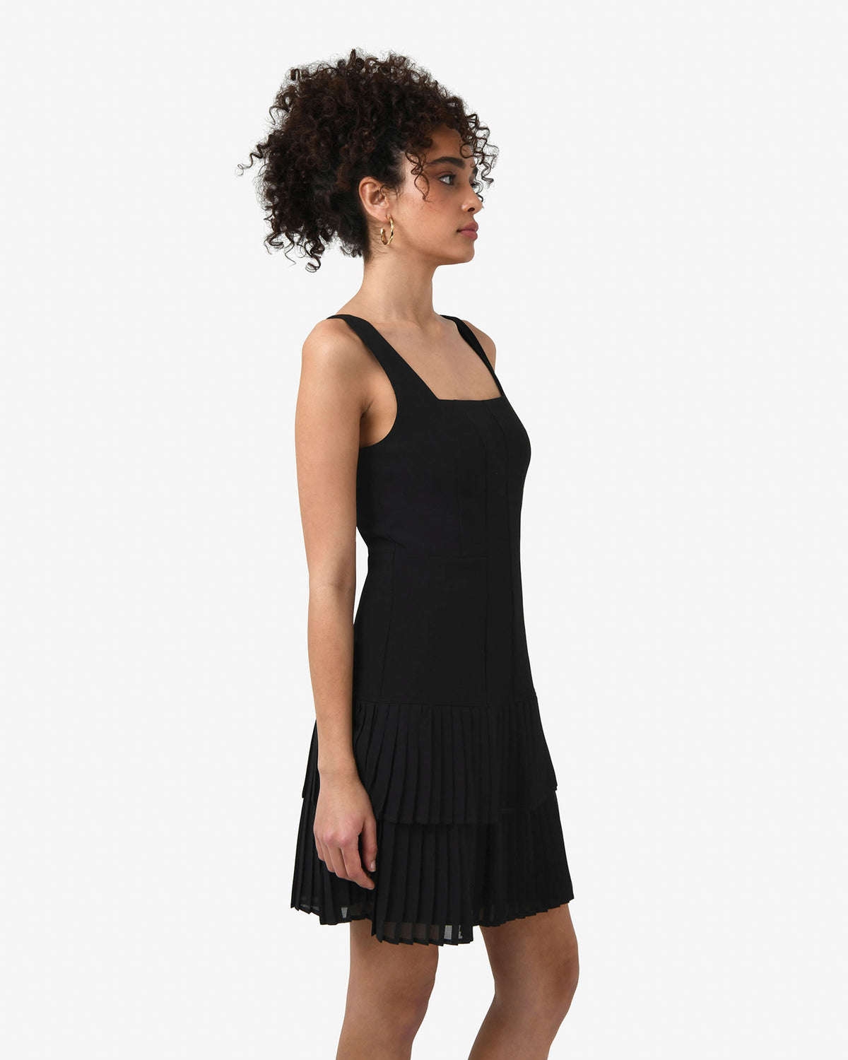 Francis Drop Waist Mini Dress in black — side view