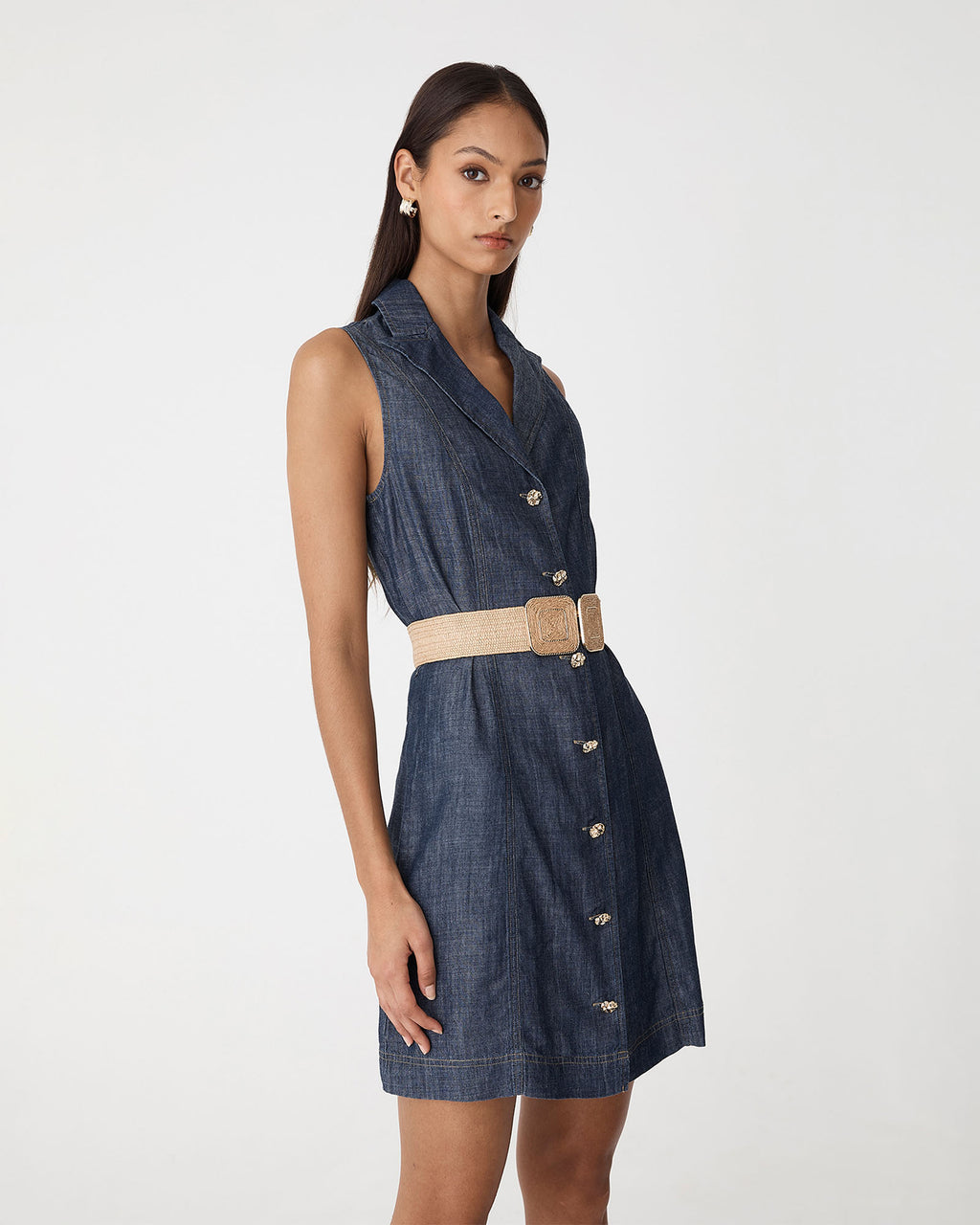 Scarlette Tencel Denim Dress in denim blue — side view
