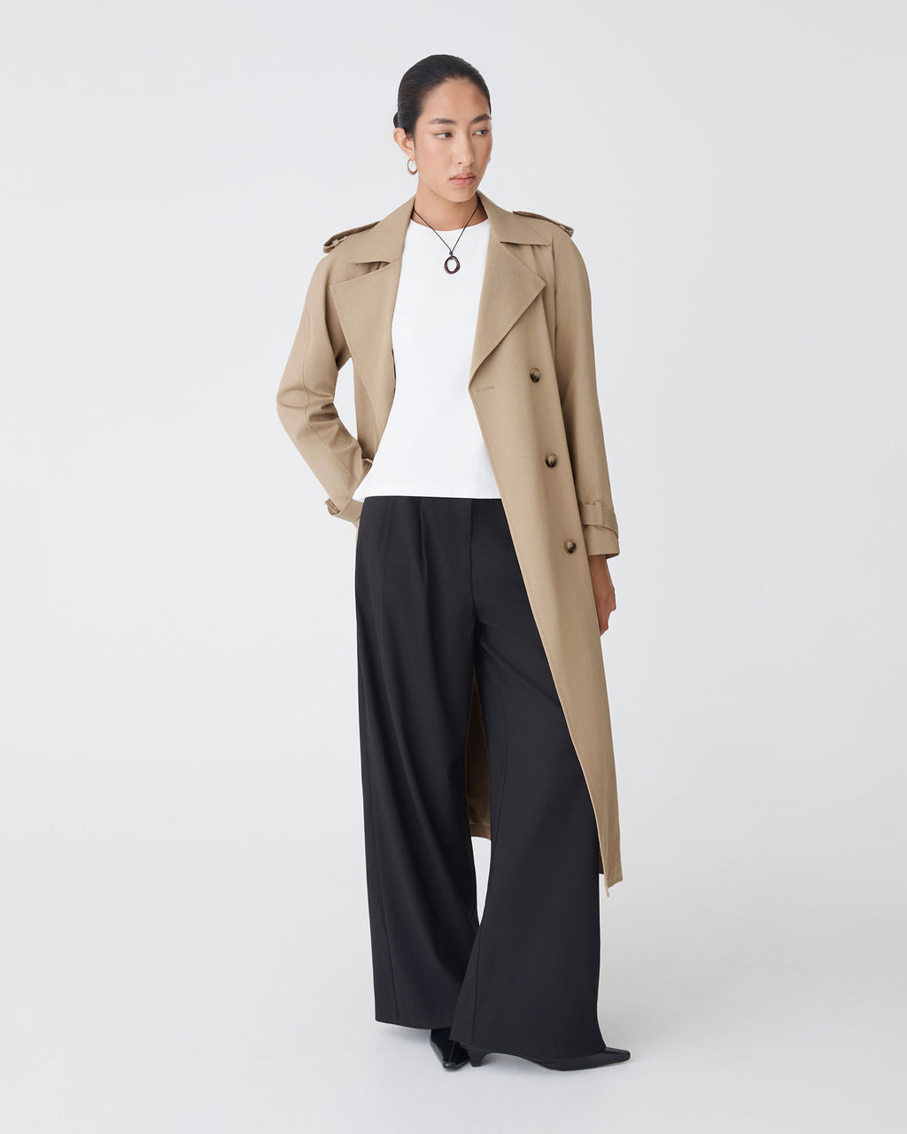 Bailey Trench Coat in beige — full-length view 2