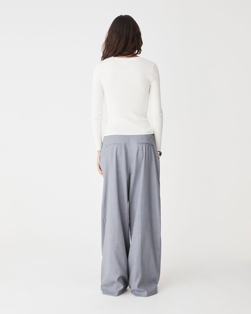 Samira Scoop Neck Knit in ivory — back view