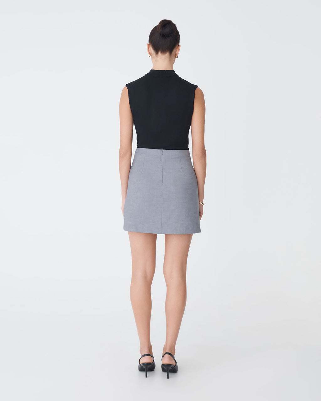 Aaria Asymmetric Skirt in steel — back view