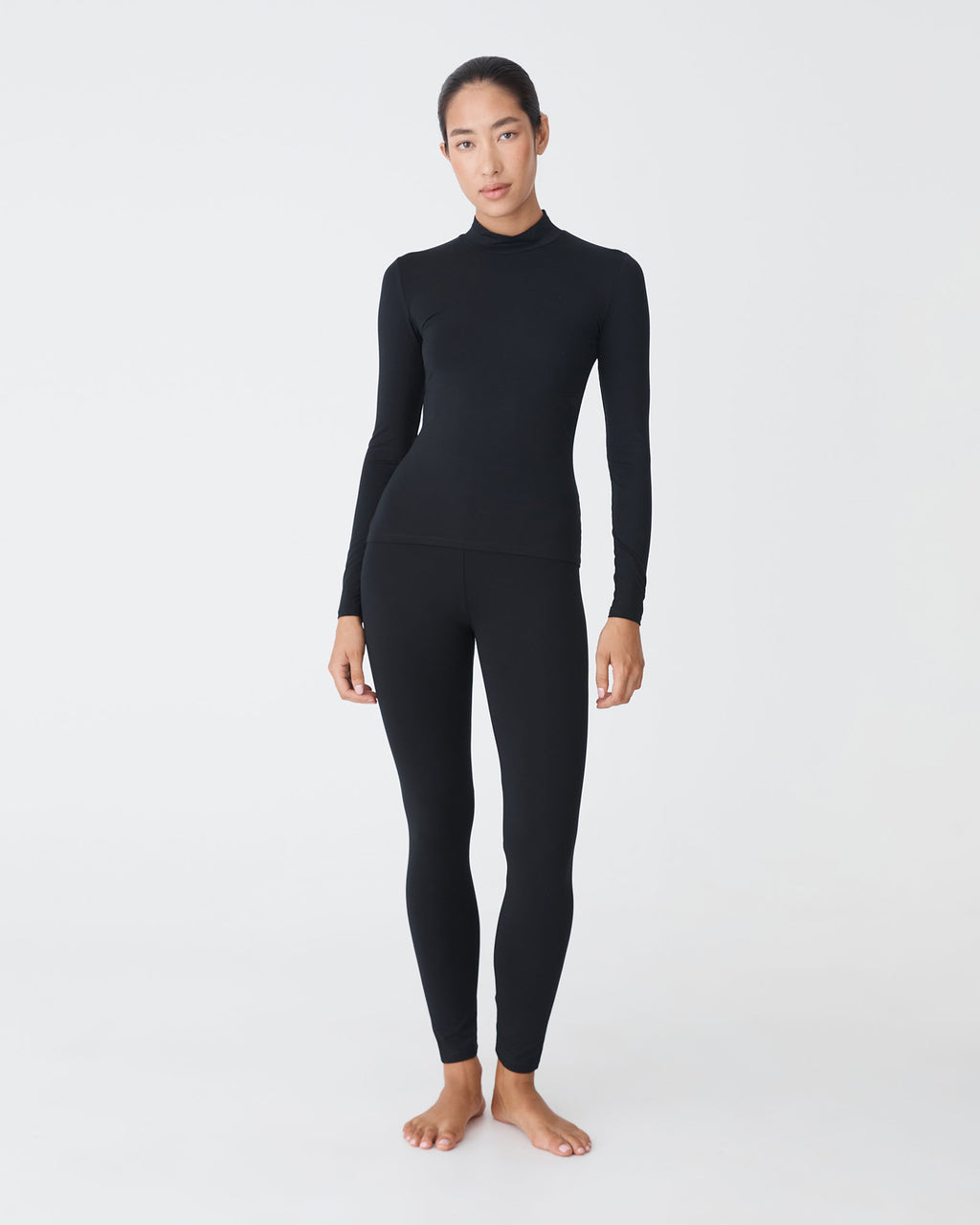 Nina Bamboo Long Sleeve Top in black — full-length view