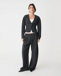 Pippa Rounded Shoulder Blazer in charcoal — full-length view