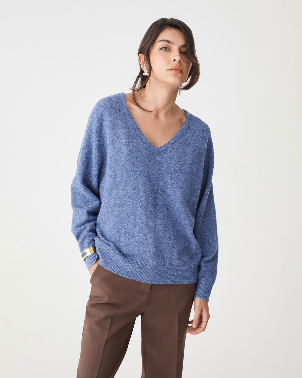 Octavia V-Neck Jumper in cornflower — view 2