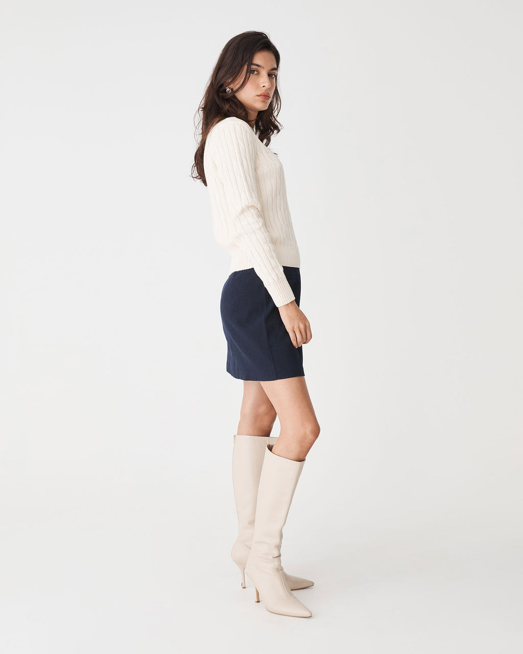 Dale Mini Skirt in dark navy — side view