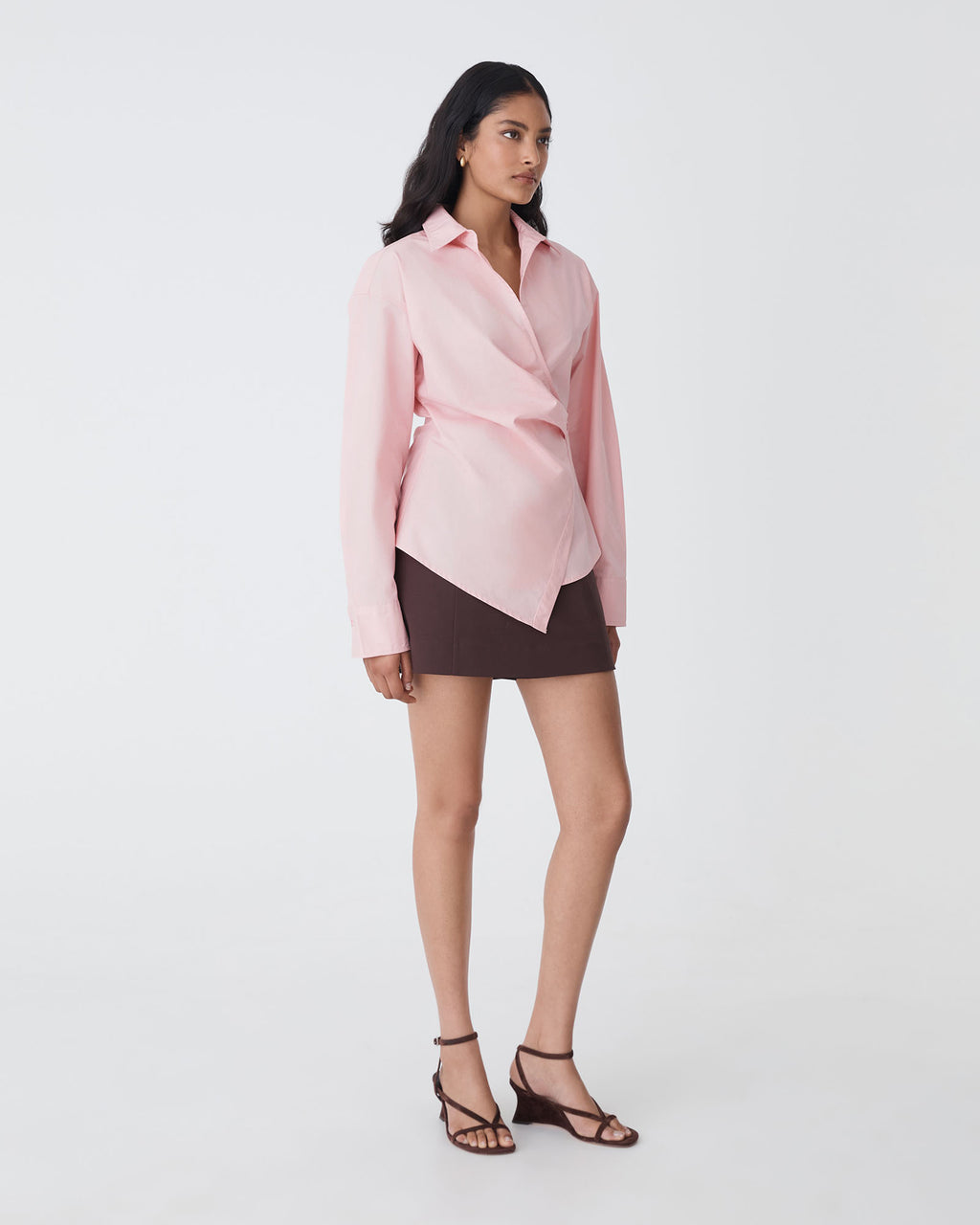 Katrina Wrap Shirt in pink — side view