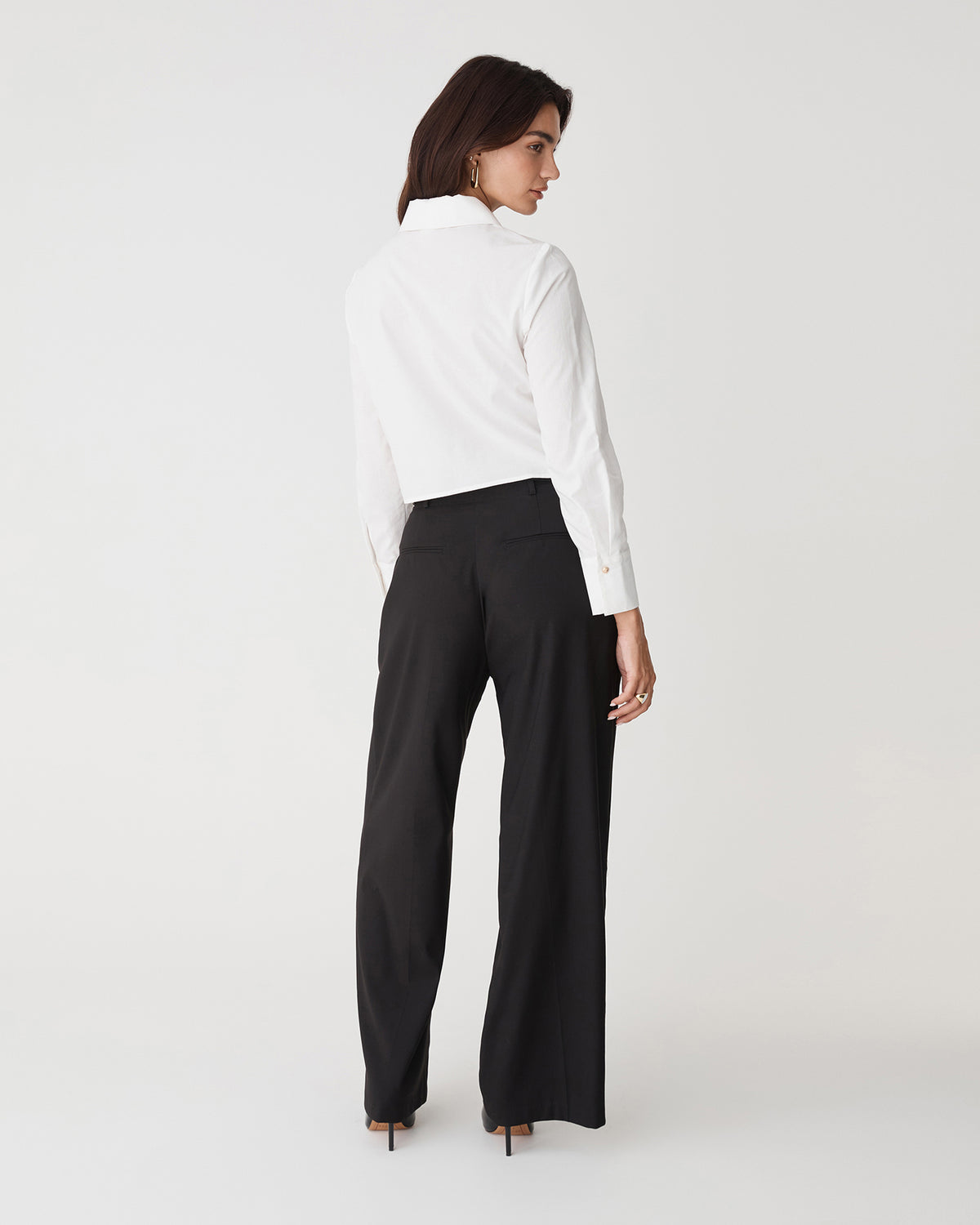 Gabby Pleated Hem Shirt in white — back view