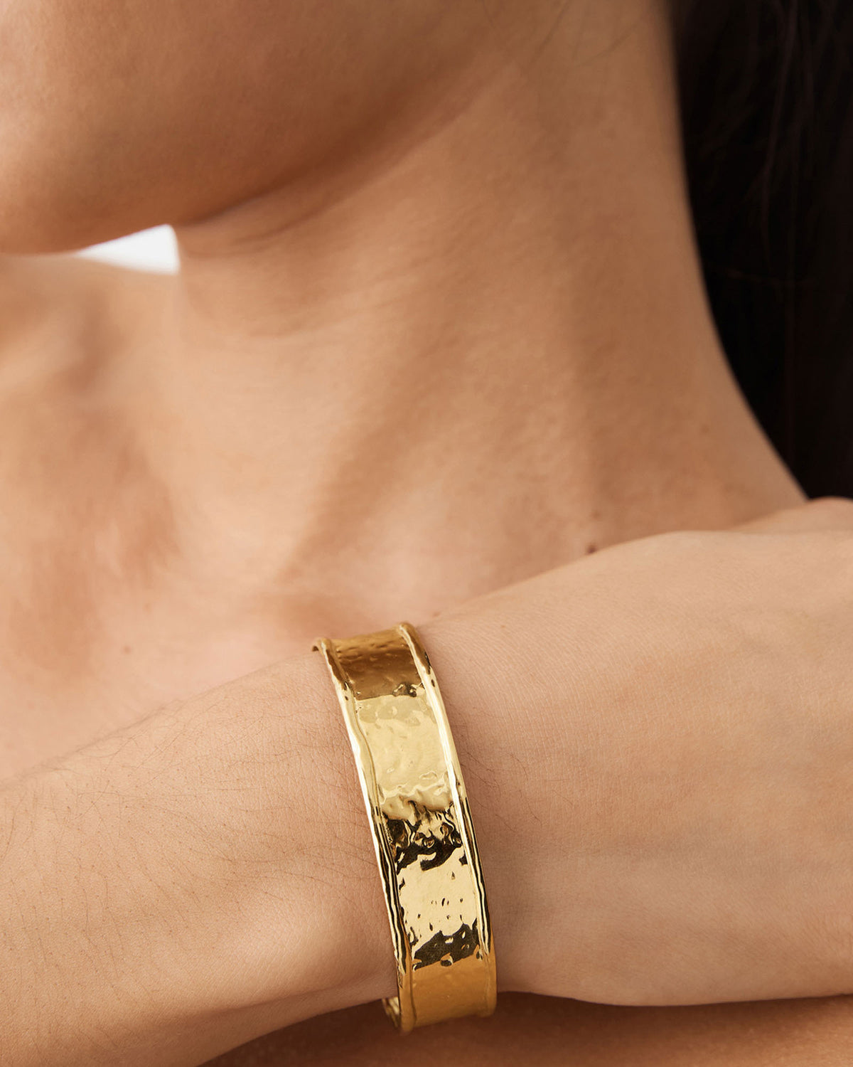 Isadora Cuff Bracelet in gold — fabric detail 3