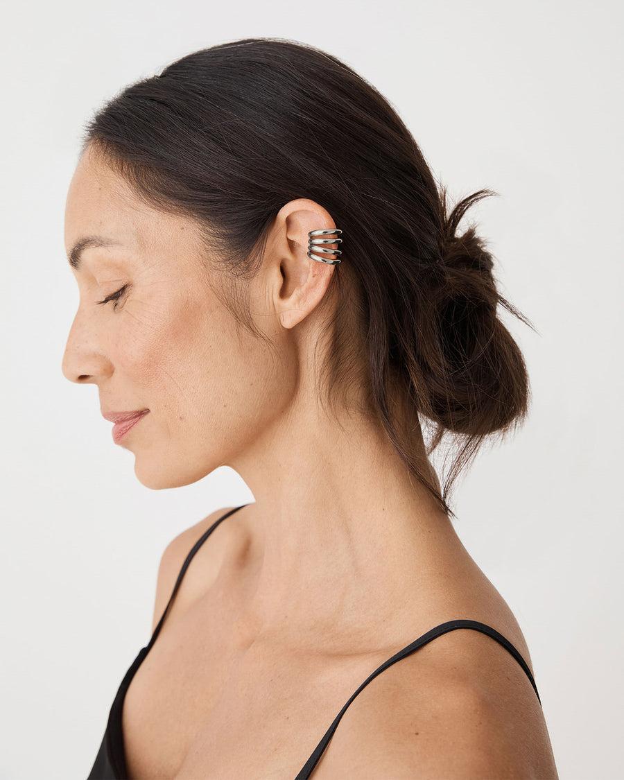 Lia Ear Cuff in silver — fabric detail